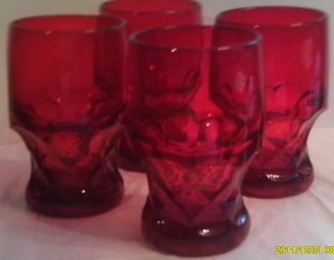 Red Mosser Glass Georgian Tumblers Set of 4 NEW