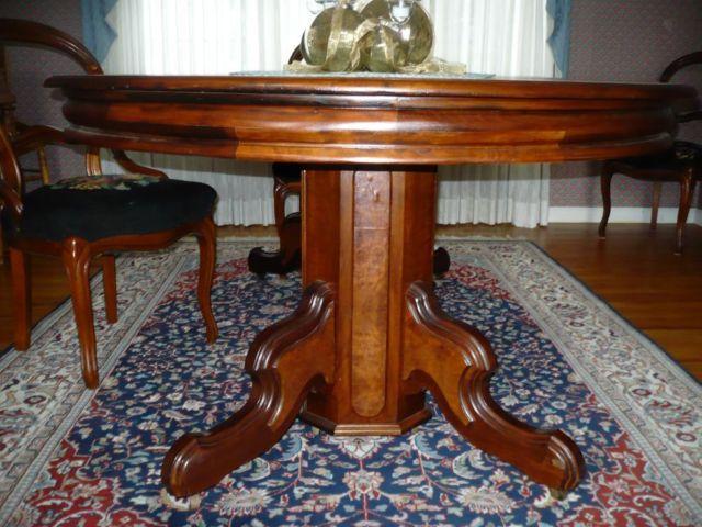 Renaissance Revival Table Mahogany and Tiger maple