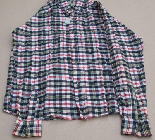 Sears Boys Size 20 White with Black, Brown & Rust Flannel Shirt - NWT