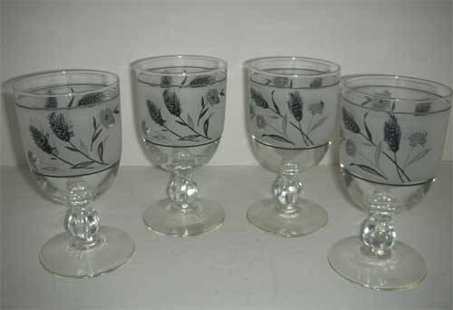 ?? SET OF 4 LIBBEY SILVER WHEAT WATER GOBLETS