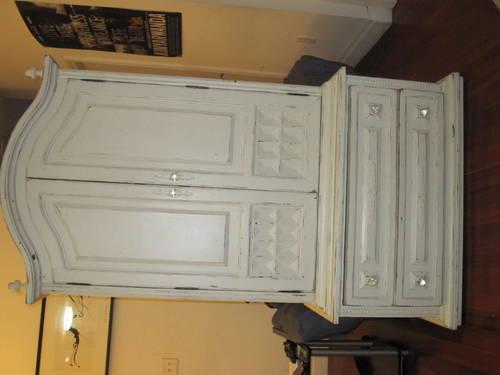 SHABBY CHIC DETAILING ARMOIRE, 2 YEARS OLD, BOUGHT ON ETSY