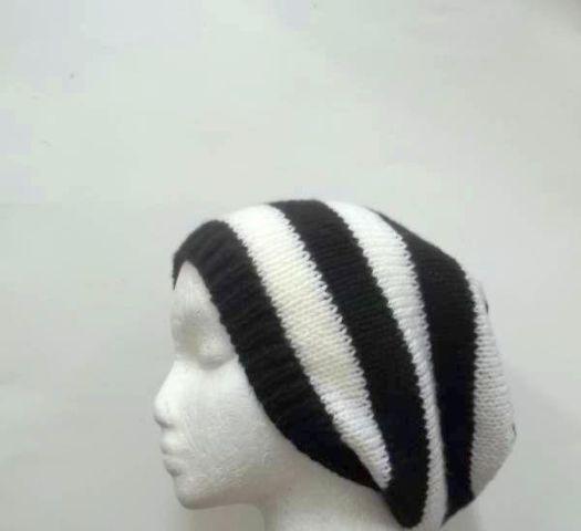 Slouch hat black and white stripes large size for men or women