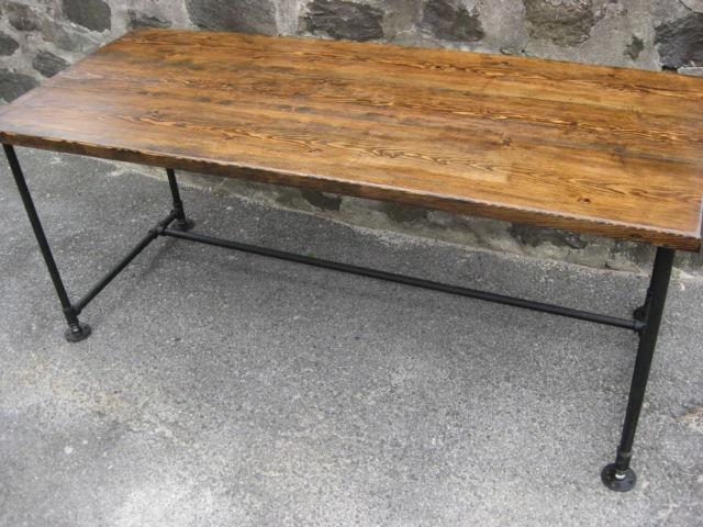 Solid Wood Table with Black Steel Base (Delivery Available)