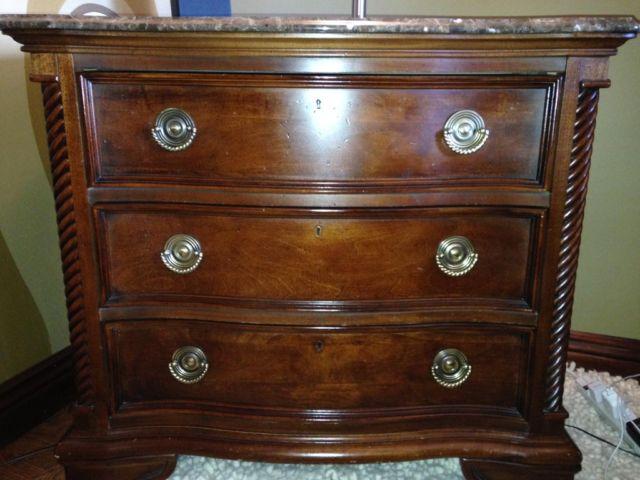 Stanley Furniture Bachelor's Chest Dresser/Nightstand - Wood & Marble