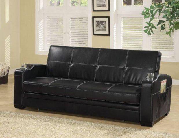 Styling Sofa Bed With In Durable Black Vinyl