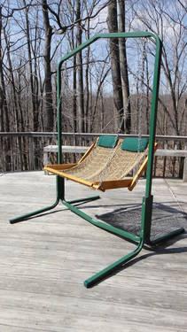 Swing for two for deck or patio.