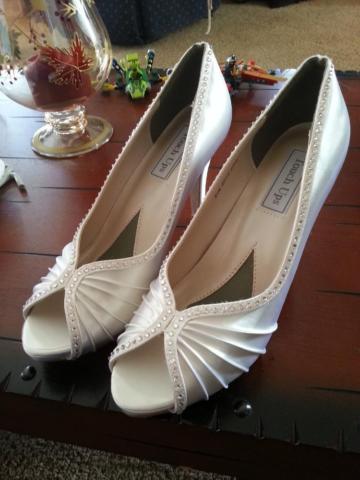 Touch Ups Erika Satin Dyeable Heel w/Swarovski crystals bridal shoes