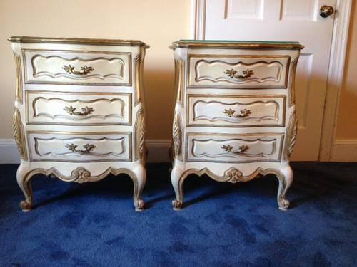 Two Antique French provincial white night stands