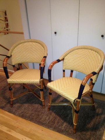 Two used French bistro chairs