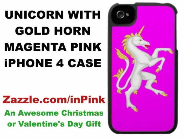 Unicorn With Gold Horns Magenta Pink iPhone 4 Case - Beautiful