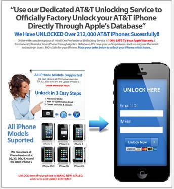 Unlock iPhone 3g 3gs 4g 4s 5 AT&T 1 Hour Service!