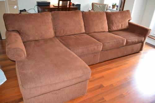 Used Ethan Allen Blue Micro Suede Sofa