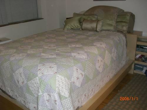 Used Ikea Queen Size Bed and Headboard Unit w/ Box Spring