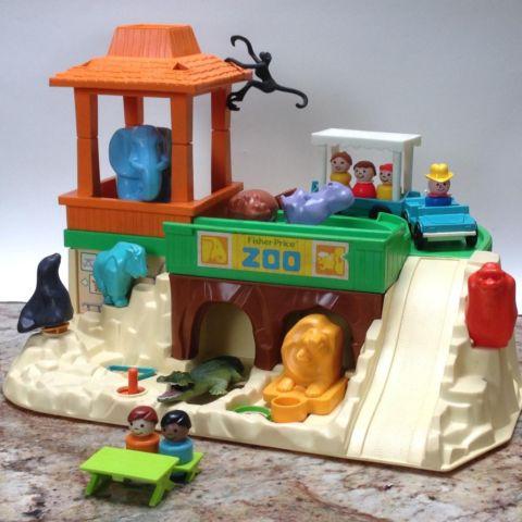 Vintage Fisher Price Zoo, with animals, train, picnic set