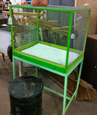 Vintage Handmade Green Bird Cage