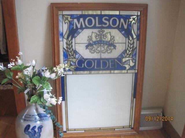 Vintage Molson Golden Canada Beer Menu Board Sign, wood frame, colored