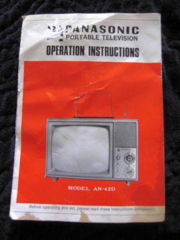Vintage Panasonic Portable Television Manual