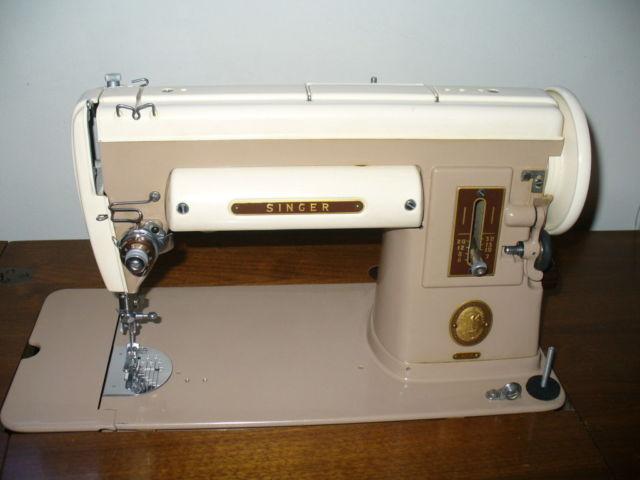 Vintage Singer Sewing Machine 301A in Wood Cabinet-Attachments EUC