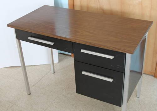 Vintage Student/Hobby Metal Desk. Durable Laminate Top Woodgrain