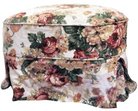 Vintage Upholstered Ottoman with Custom-made Slipcover
