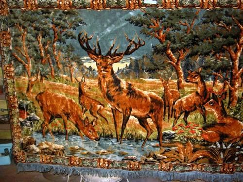 Vintage Wall Hanging Tapestry-BUCK Forest Pond
