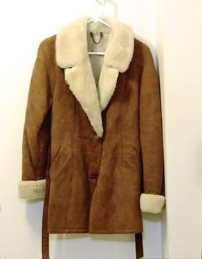 Vito Ponti Burnt Orange Shearling Jacket-White Fur Collar & Cuffs-S/M