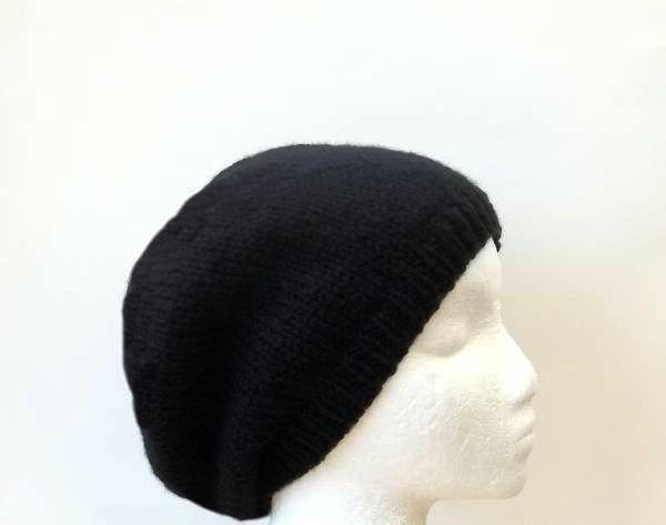 Warm black beanie hat for men or women