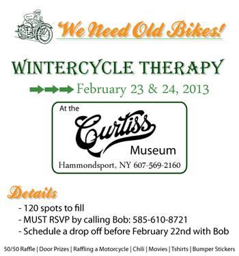 WinterCycle Therapy at the Curtiss Museum Feb 23-24 (Hammondsport, NY)