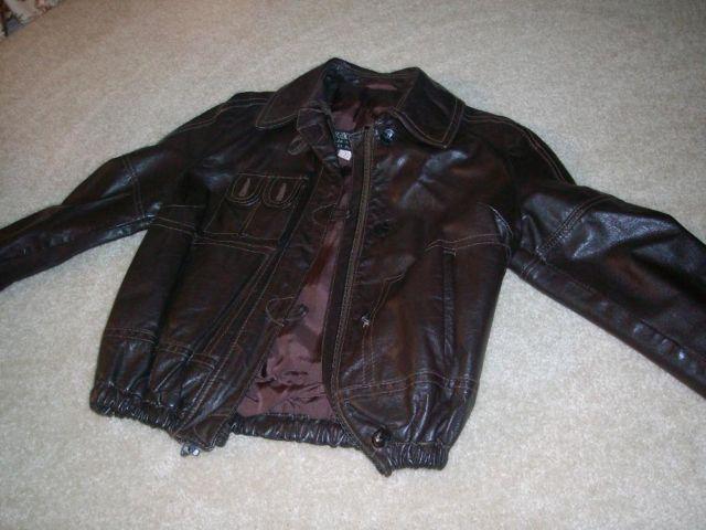 woman's GENUINE leather zipper jacket / coat DK brown size 7