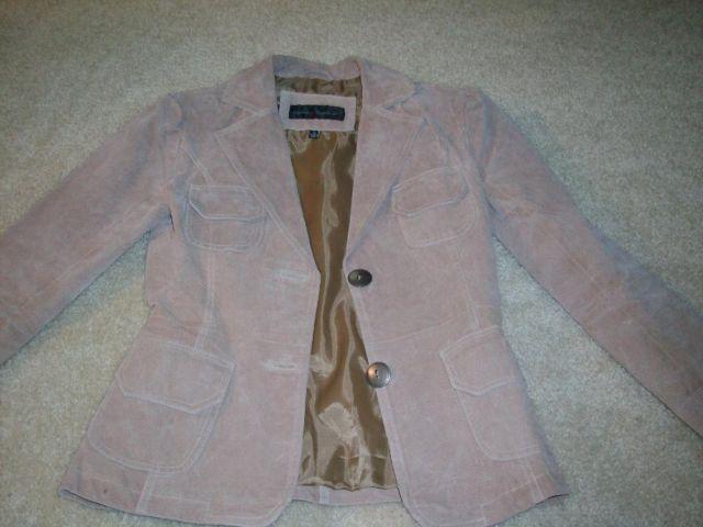 woman's GENUINE suede LINED jacket / coat tan size S