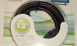 12' HDMI Cable
100% HDMI Compatible
Supports all HDMI enabled HDTVs up to 1080p
Full HD up to 1080p in One Connection for Audio & Video
Provides the Highest Quality Signal for today's Digital Audio/Video Equipment
Flexible Design
3D TV Ready
5.1 & 7.1