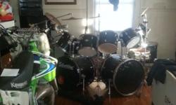 For sale a black 12 piece drum set with all hardware will make an excellent Xmas gift for the rocker please call 585-775-1971