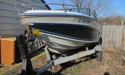 Call Boat Owner Gerard 585-621-9594. Basic Decription: Very good condition,new back to back seats,VHF radio,Hummingbird graph,new bilge pump.Remote control wench,brand new custom mooring cover.Trailer with new spare tire. Bracket lock bow cover.Coast