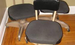 Vintage Cole Steel Swivel Desk Chairs for sale. I had 3. Only have 1 chair left. Picture #1 its in front, or PIcture #7. The one in the last picture. That's the one that seems to be from the 1940s. Some wear, but overall nice condition for its age. Black