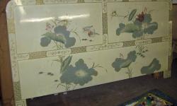 Undated Japanese Lacquer Head Board. Wood construction with hollow core. Was dusty for pictures and this is like new condition. Possibly a later year reproduction but in a 1940's style. These are new in the box!
Approximate Dimensions:78" Wide x 48" Tall