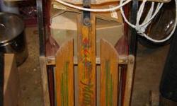 GREAT CHRISTMAS GIFT FOR A LUCKY CHILD OF ANY AGE!!!!
AVAILABLE VINTAGE WOODEN SLED "MONOPLANE"
#138 MFG. BY AMERICAN ACME CO. EMIGSVILLE, PA. CIRCA 1950'S
38" STEM TO STERN....STEERABLE STIRRUPS.....BUILT FOR SPEED!
CAN STILL BE USED OR BETTER YET