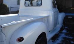 FOR SALE a 1952 chevy pick up short bed ,painted pearl white.on a 1974 chevy c10 frame with a Camaro rear end . all new ez wireing from front to back. new brakes in rear and front with new calipers and brake lines. new fuel lines. gas tank remove from