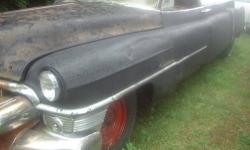 1953 Cadillac meteor flower car. very rare. one of less than 15 made. perhaps the only one left in the world.engine is incomplete. missing the carberator,intake manifold,valve covers,generator,water pump and radiator. very rough and rusty. but its a one