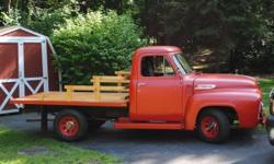 1954 Ford F250 for sale (NY) - $9,295
HERE IS A OLDIE BUT GOODIE!
All original!!!
Has the original incline 6Cyl 223 c.i. - rebuilt.
Manual, 3 speed on column.
Repainted exterior: Red, Black & Grey cloth/vinyl interior- BUCKET SEATS!
The custom truck bed
