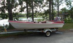 Vintage Runabout Boat by Fiberglide Boat Company of New Boston, Texas built 1960 .... features two bench seats, all original fittings and controls ... 1960 Scott 40 hp Outboard Motor that runs great ... very fast little boat ... has original Scott