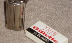 1962 MINT Gillette SuperSpeed Adjustable H2
RICHARDS RAZORS; MAKE ME AN OFFER I CAN'T REFUSE!
This item is a Mint, 1962 Gillette, H-2, 1-9 dial adjustable safety razor. This great razor comes with a box of NOS Gillette thin blades. The razor measures 3