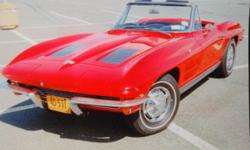 Here is a privately owned, garage kept '63 Stingray in VERY good condition. Motor is a 1969 Corvette 350 mated to factory 4 speed. The body was completely stripped prior to applying '99 Mazda Classic Red paint. No signs of any prior body damage. The
