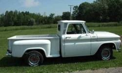 1964 Chevrolet P10 Pick Up in Excellent Condition White Exterior, Gray Cloth Interior Equipped with a 350 V8 Engine Automatic Transmission Sliding Rear Window New Chrome Bumpers New Brakes, Shocks, Springs New Tires, Rims, Duals Financing and Nationwide