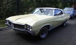1968 Buick Skylark Convertible
Yellow/White/White
350, 4BBL, Automatic
A/C, P.W., Console
Mileage: 135,000
Well maintained three owner vehicle.
Q. Panels Replaced, and repaint of vehicle.
Engine well Maintained
New: brake master and rear cylinders,