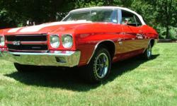 1970 Chevy Chevelle LS5 for sale (NY) - $53,900
This is a MUST SEE vehicle.
total frame off restoration-
PROFESSIONALLY done.
no details left undone!
stereo with mp3 hook up.
Automatic, V8
2 doors.
Red exterior with White vinyl interior.
EXCELLENT