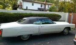 1971 Cadillac Eldorado for sale (NY) - $19,900
'71 Cadillac Eldorado Convertible
79k original miles. 2 Door. FWD
White exterior paint
New Black top & new Motor for top.
White with Black Piping New Leather interior.
New carpeting & tires as well.
V8