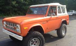 THIS FLORIDA FORD BRONCO IS A RARE FIND . STILL HAS THE ORIGINAL PAINT WITH NO RUST AT ALL .
LOW MILES MATCHING NUMBERS ENGINE AND REBUILT TRANSMISSION
ORIGINALLY FROM , CA, UT AND FLORIDA . RUNS AND LOOKS PERFECT .
OVER 10,000 WORTH OF EXTRA'S IN THIS