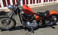 Need to sell ASAP! 1974 harley davidson Ironhead "Hardtail bobber". Runs great no issues. New custom paint, new frisco style fuel tank, New S&S carb, HID headlight, custom 32 ford tailight, brakes all work, lights all work. Tires are good. new rear