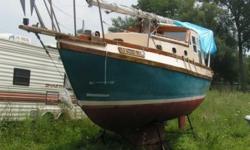 MOTORSAILER, 26 foot, 1983, gaff rig fiberglass hand built sailboat with new (6 hours) Volvo Penta diesel inboard engine.
Boat has been out of the water for years. Initially outside under cover and subsequently in a warehouse for over the last two years.