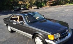 1987 Mercedes Benz 560 SEC
Metallic Black/Palomino Leather
82,192 Miles
One of the most distinguished and recognizable coupes of the 1980's the Mercedes Benz 560 SEC was truly the "bankers hotrod".
These beautiful pillar-less coupes retailed for over